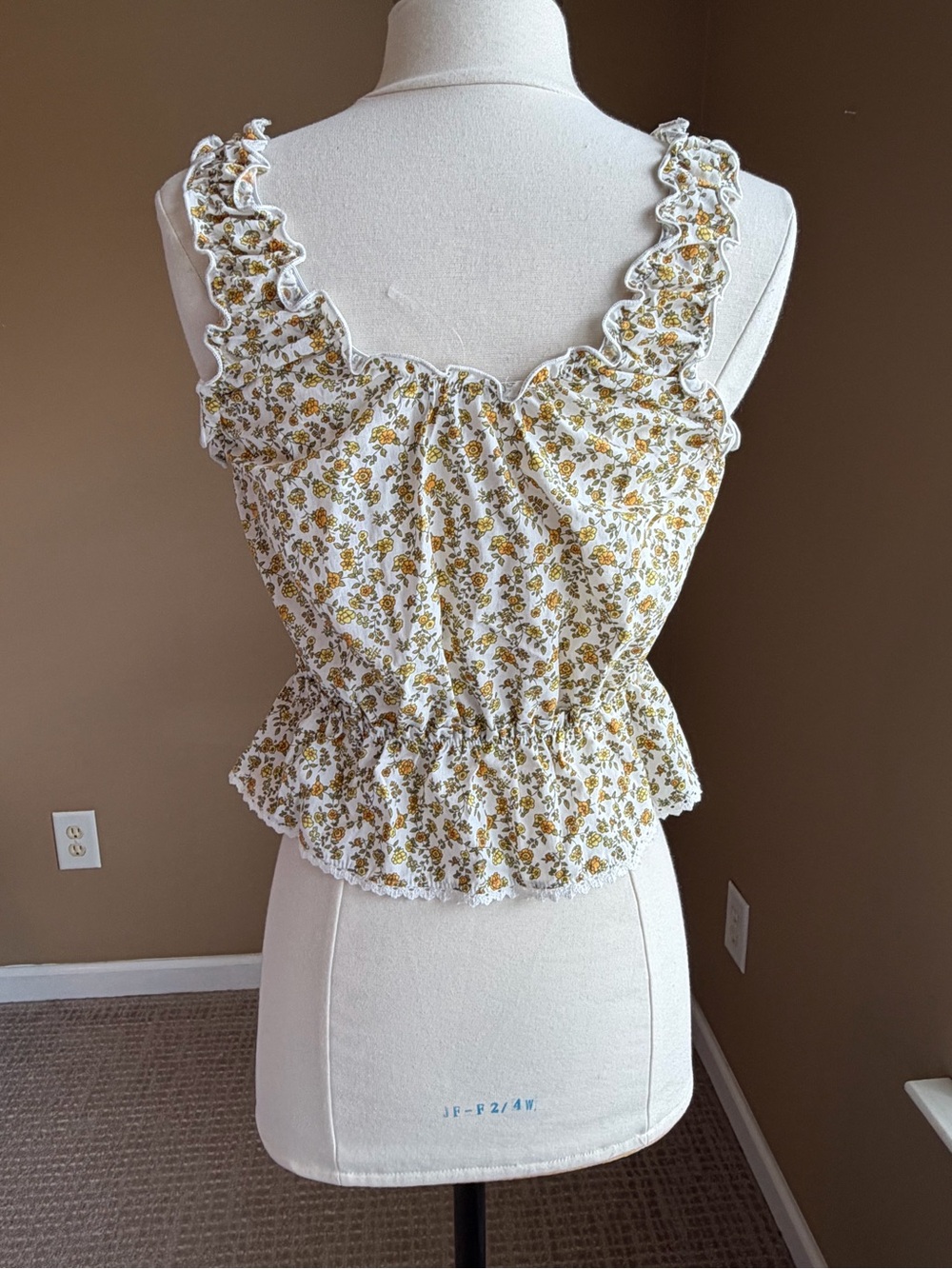Floral Ruffle Top, Small, NWOT, Cottagecore Coquette Romantic Ren Faire - Picture 3 of 9